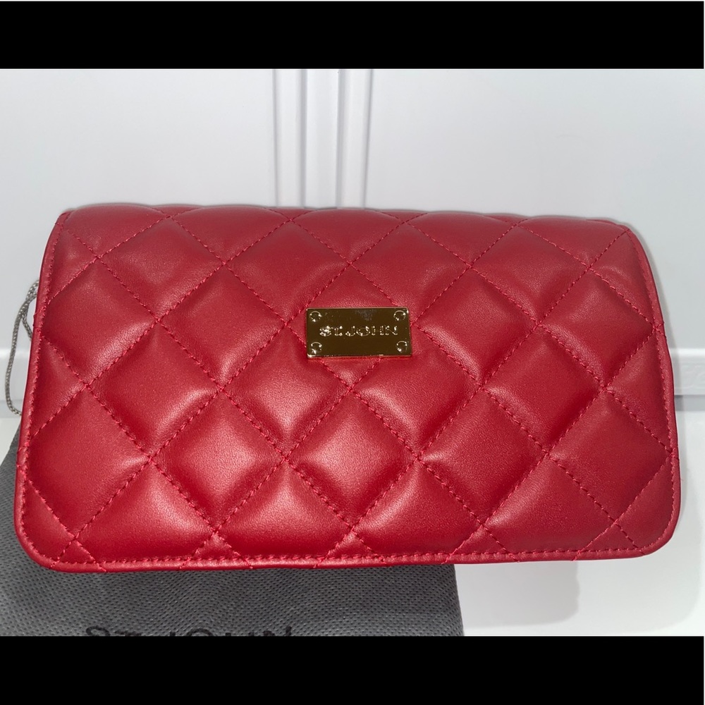 St John Knits Red Quilted Leather Cross Body Bag - NWT- MSRP $650.